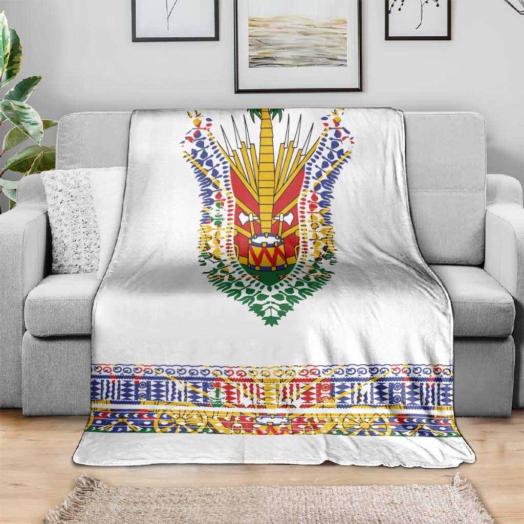 Haiti Flag Blanket Traditional Dashiki White Color LT03