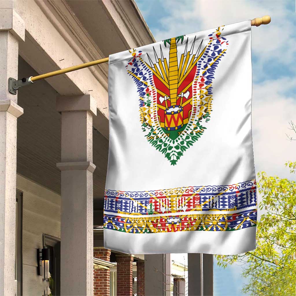 Haiti Flag Garden Flag Traditional Dashiki White Color LT03