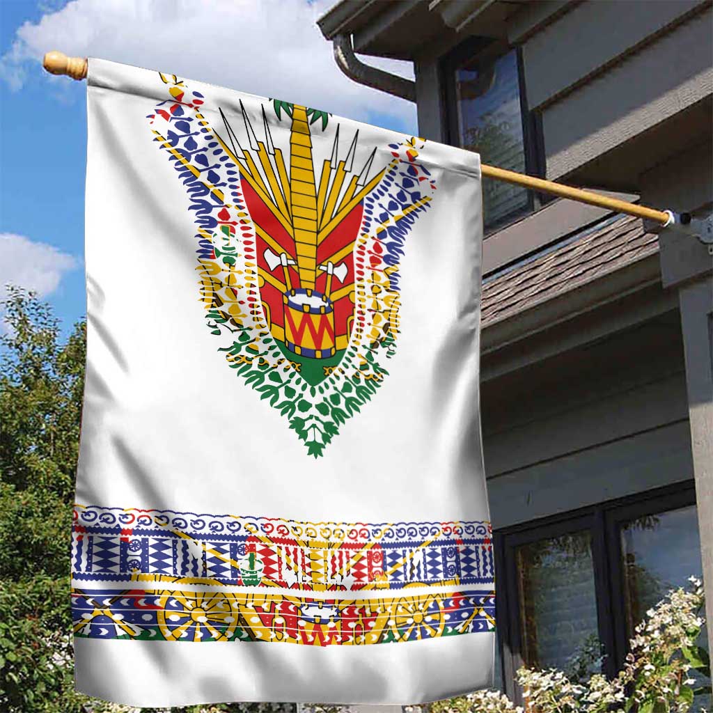 Haiti Flag Garden Flag Traditional Dashiki White Color LT03