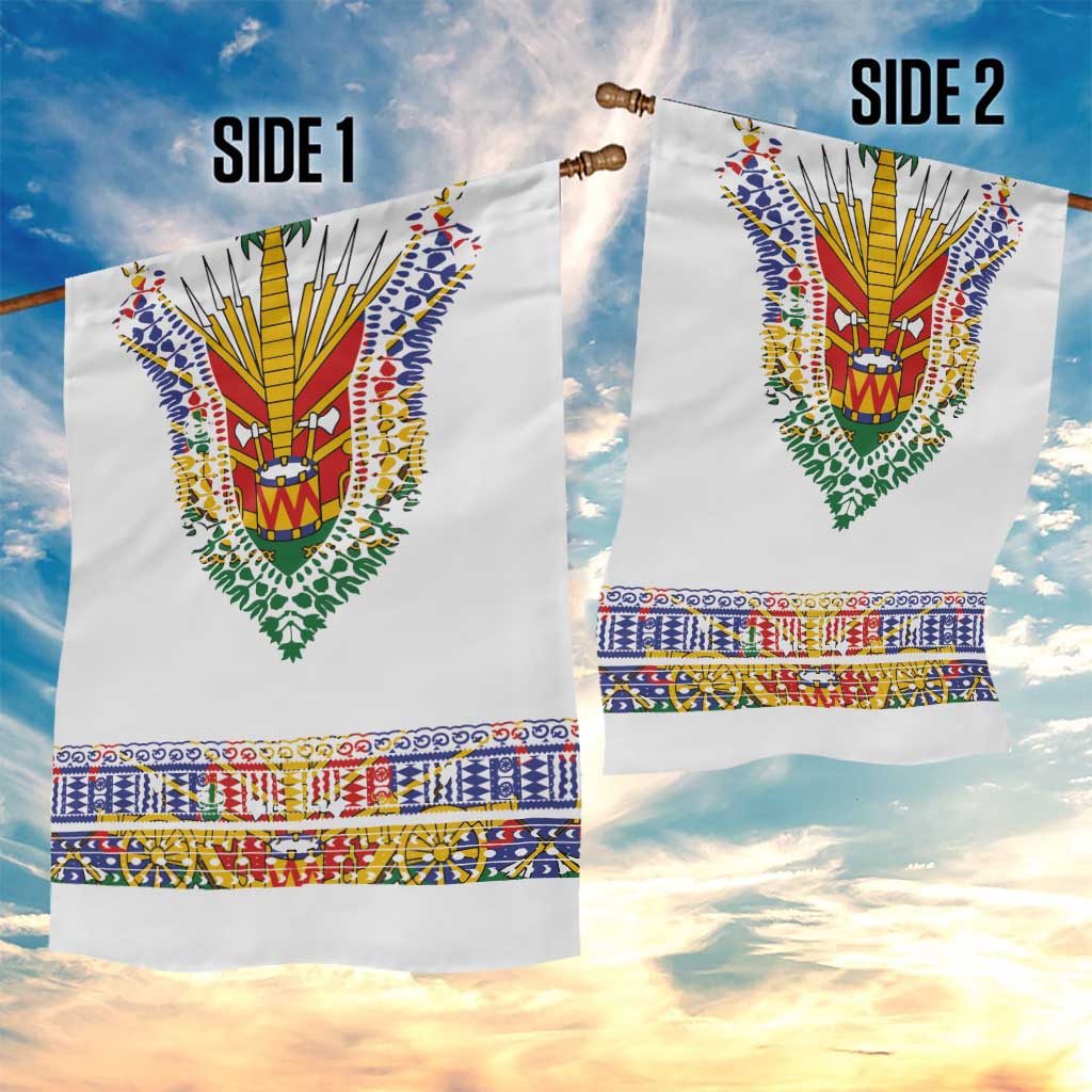 Haiti Flag Garden Flag Traditional Dashiki White Color LT03