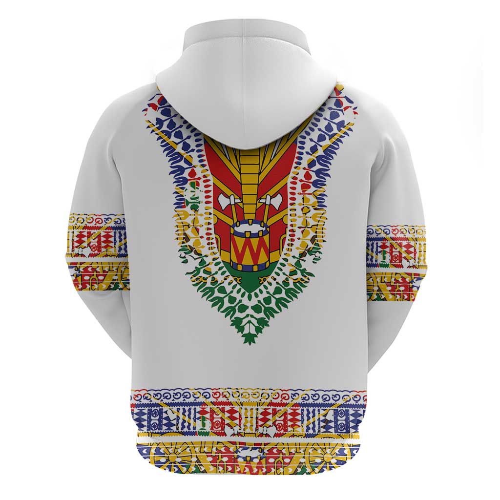 Haiti Flag Traditional Dashiki Hoodie White Color LT03