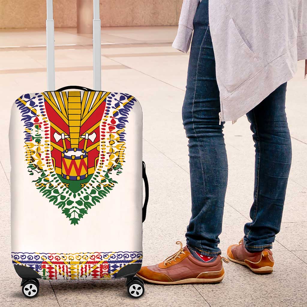 Haiti Flag Traditional Dashiki Luggage Cover White Color LT03