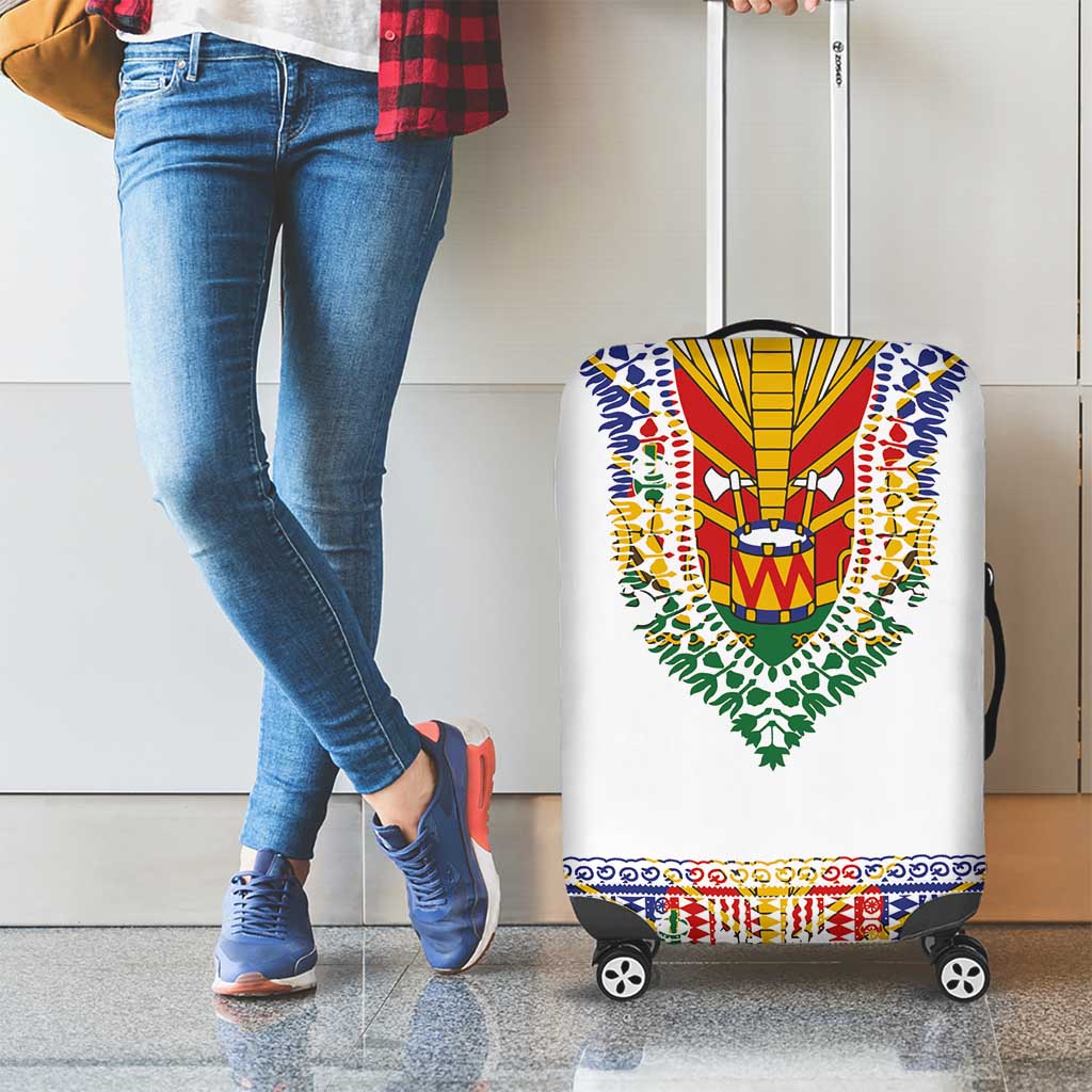 Haiti Flag Traditional Dashiki Luggage Cover White Color LT03