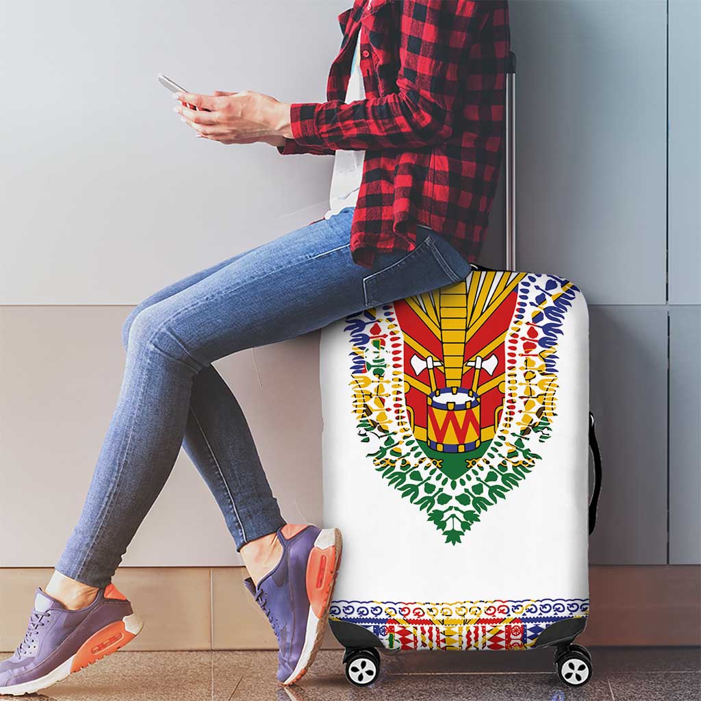 Haiti Flag Traditional Dashiki Luggage Cover White Color LT03