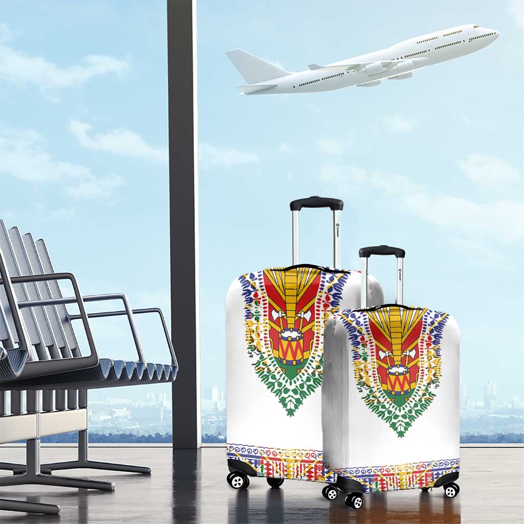 Haiti Flag Traditional Dashiki Luggage Cover White Color LT03