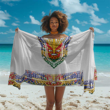 Haiti Flag Sarong Traditional Dashiki White Color LT03