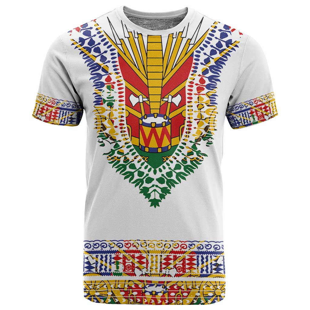 Haiti Flag T shirt Traditional Dashiki White Color LT03