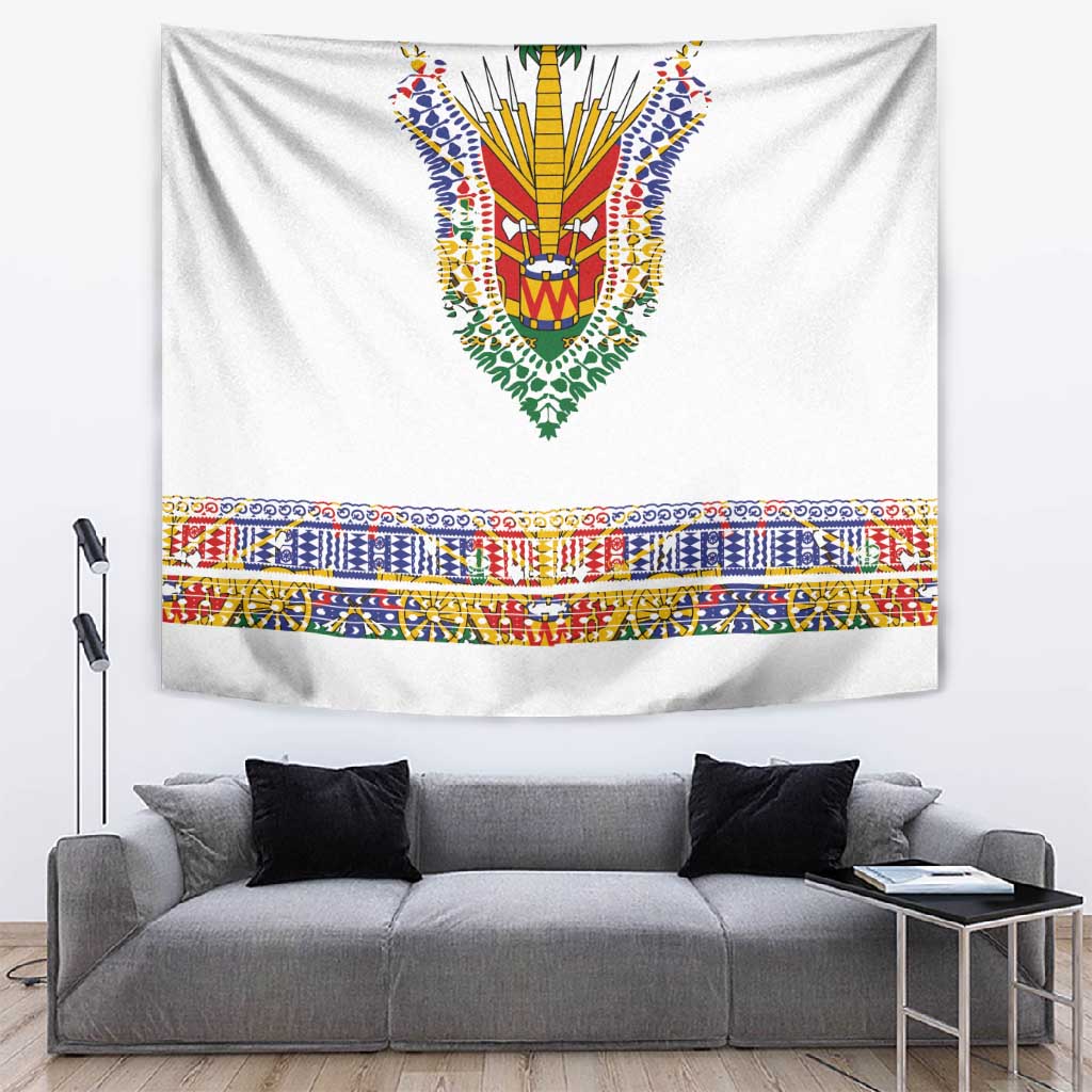 Haiti Flag Tapestry Traditional Dashiki White Color LT03