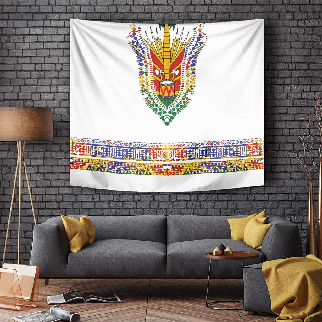 Haiti Flag Tapestry Traditional Dashiki White Color LT03