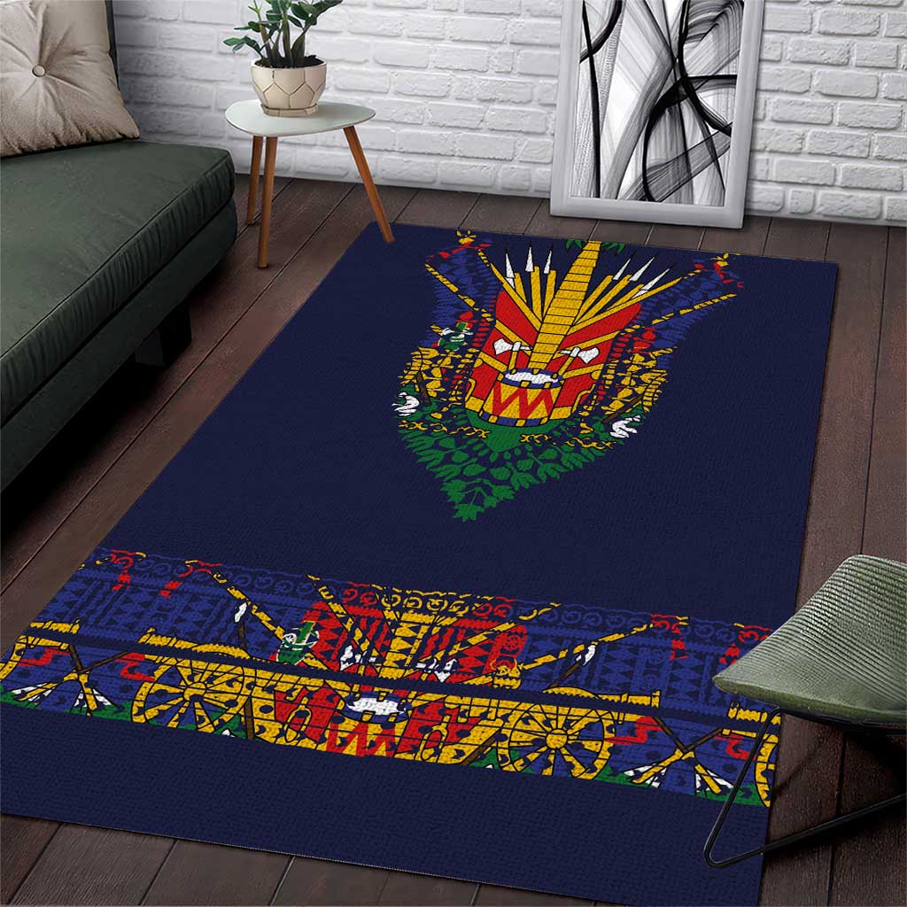 Haiti Flag Area Rug Traditional Dashiki Black Color LT03