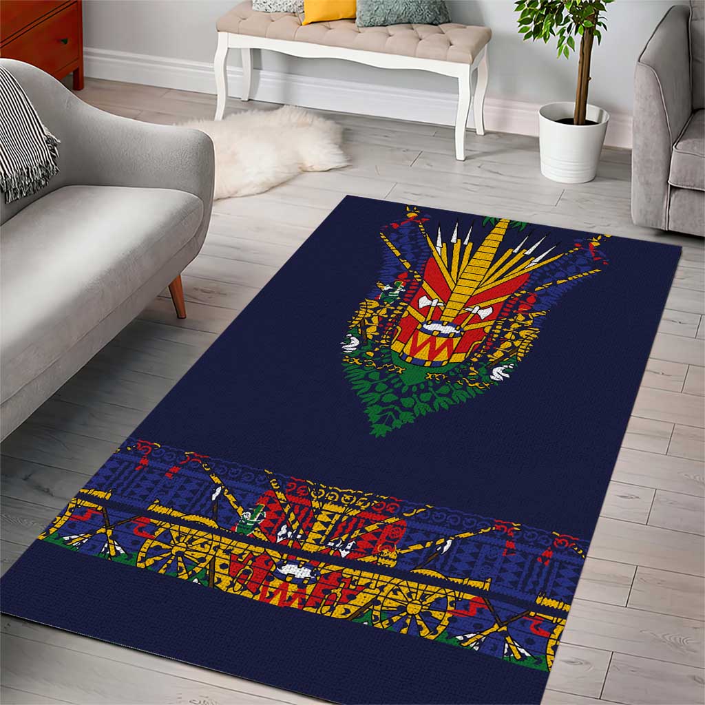 Haiti Flag Area Rug Traditional Dashiki Black Color LT03