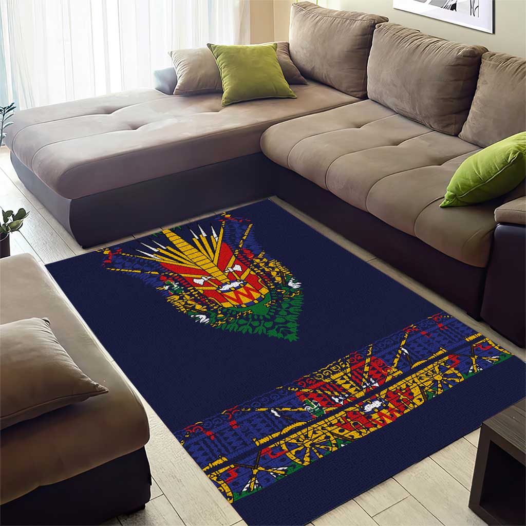 Haiti Flag Area Rug Traditional Dashiki Black Color LT03