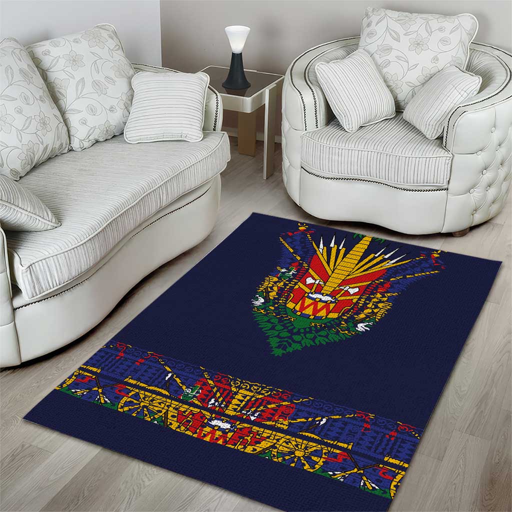 Haiti Flag Area Rug Traditional Dashiki Black Color LT03