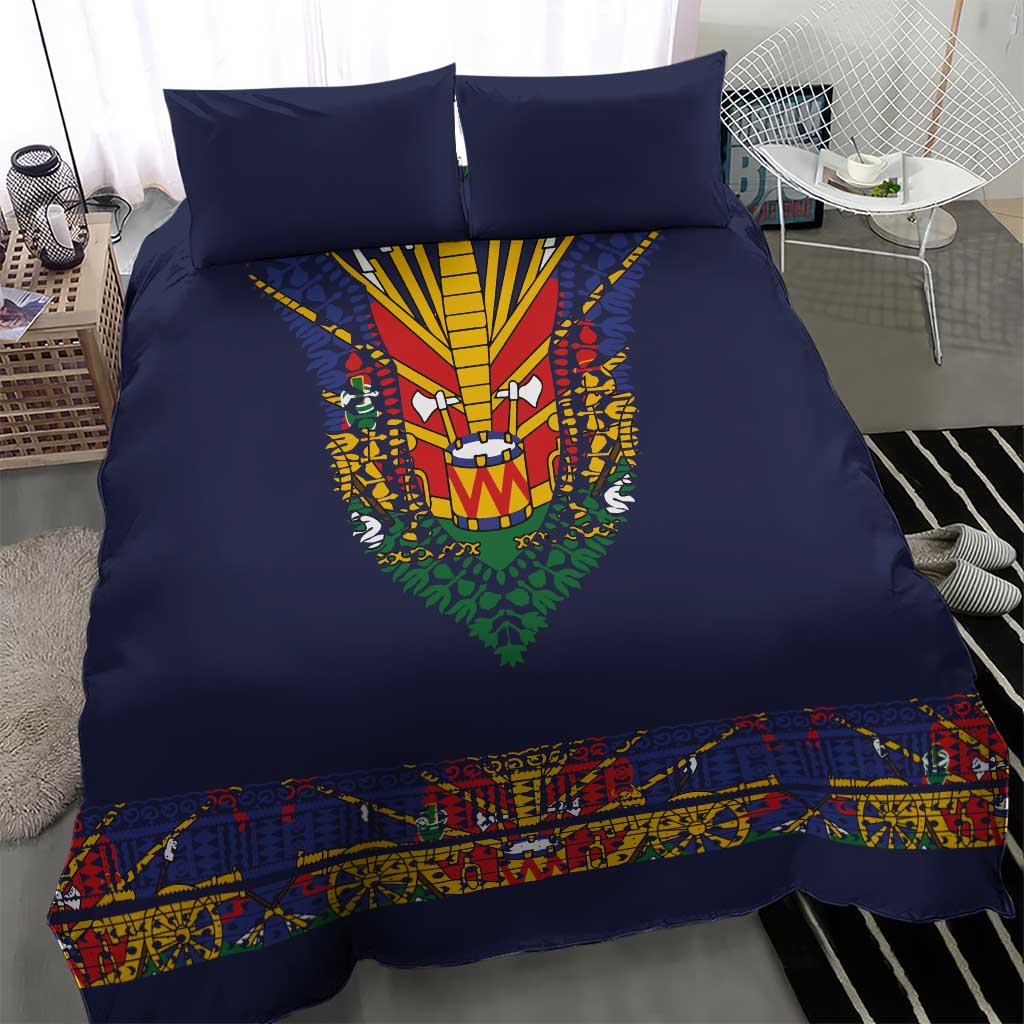 Haiti Flag Bedding Set Traditional Dashiki Black Color LT03