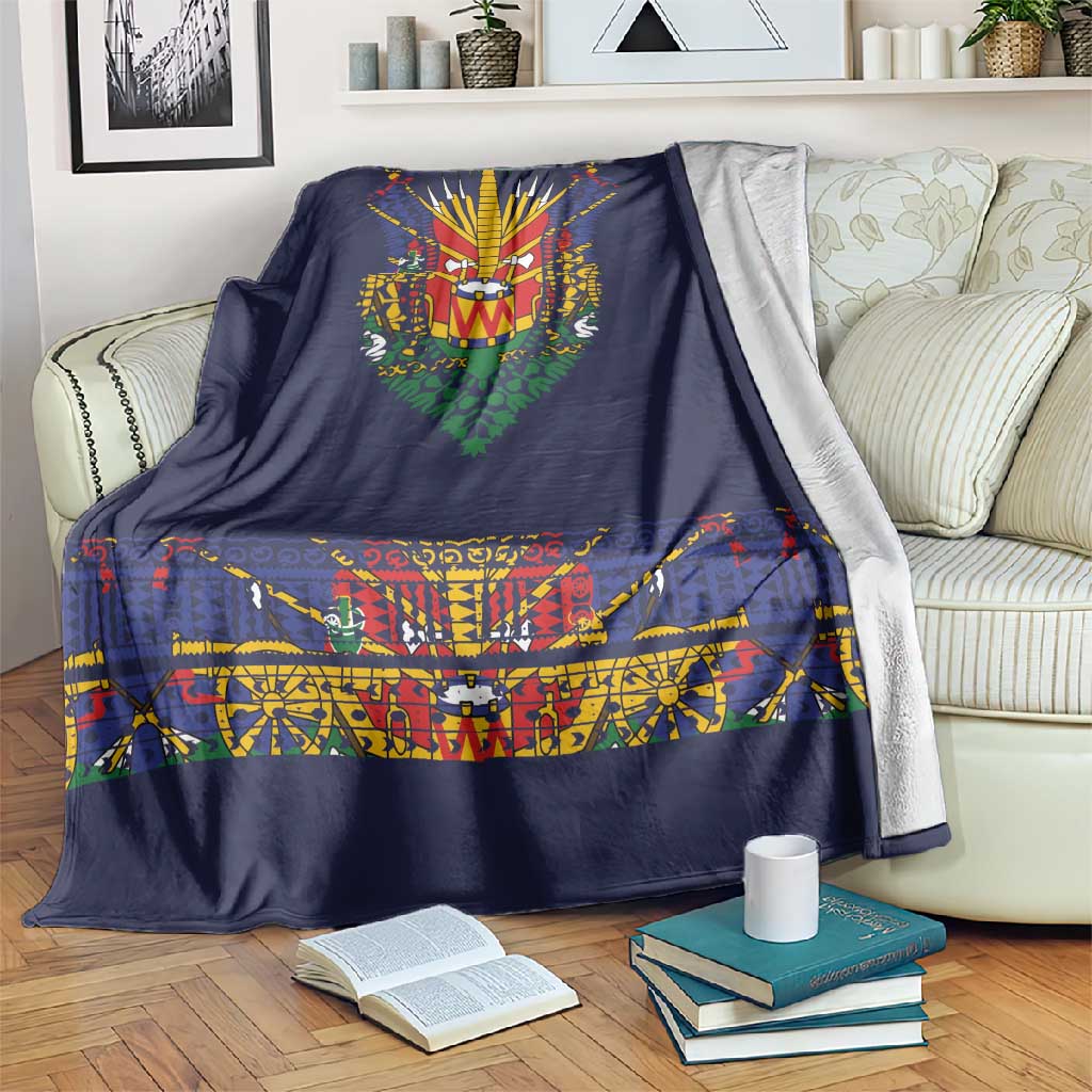 Haiti Flag Blanket Traditional Dashiki Black Color LT03