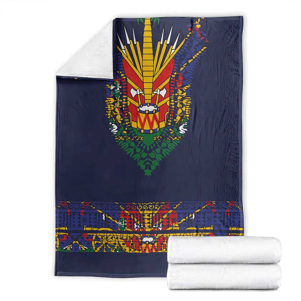 Haiti Flag Blanket Traditional Dashiki Black Color LT03