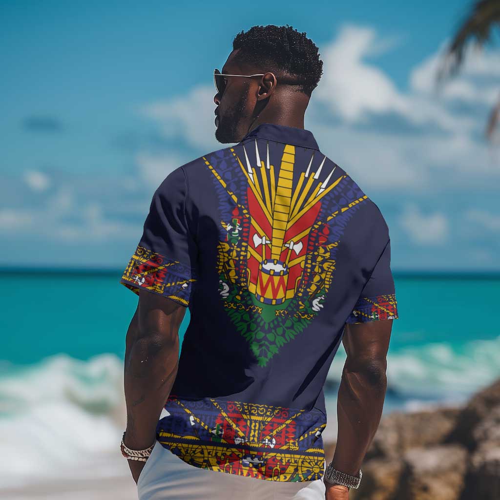Haiti Flag Hawaiian Shirt Traditional Dashiki Black Color LT03
