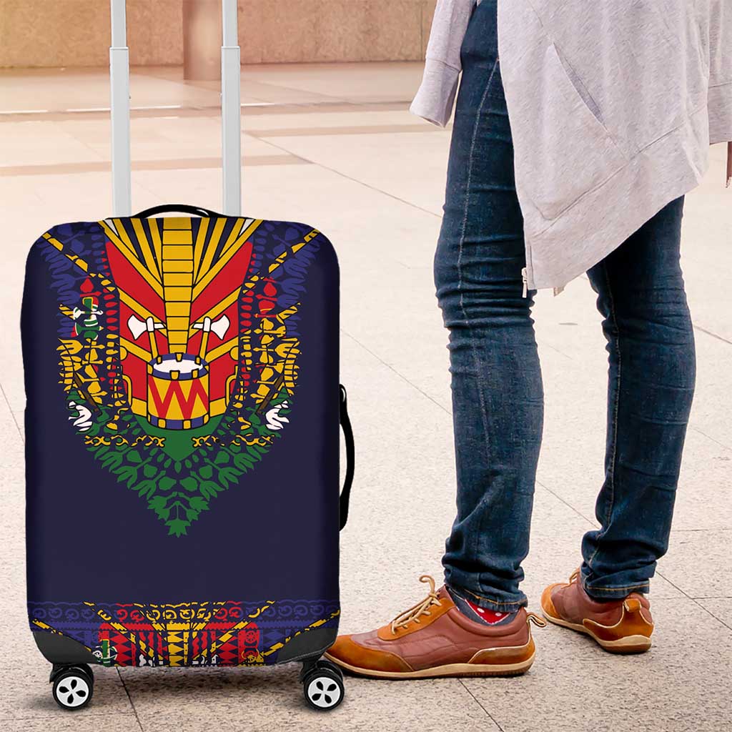 Haiti Flag Traditional Dashiki Luggage Cover Black Color LT03