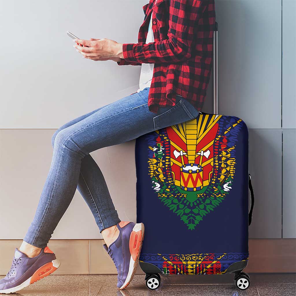 Haiti Flag Traditional Dashiki Luggage Cover Black Color LT03