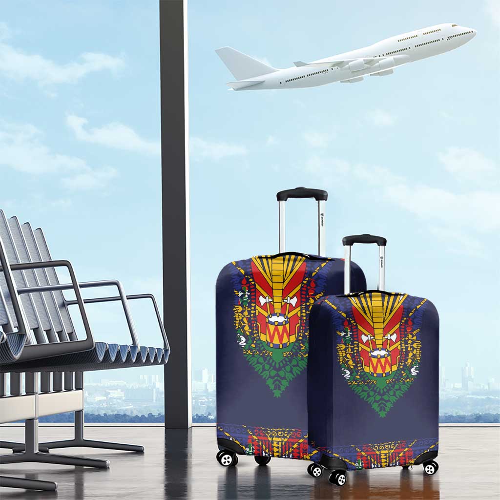 Haiti Flag Traditional Dashiki Luggage Cover Black Color LT03