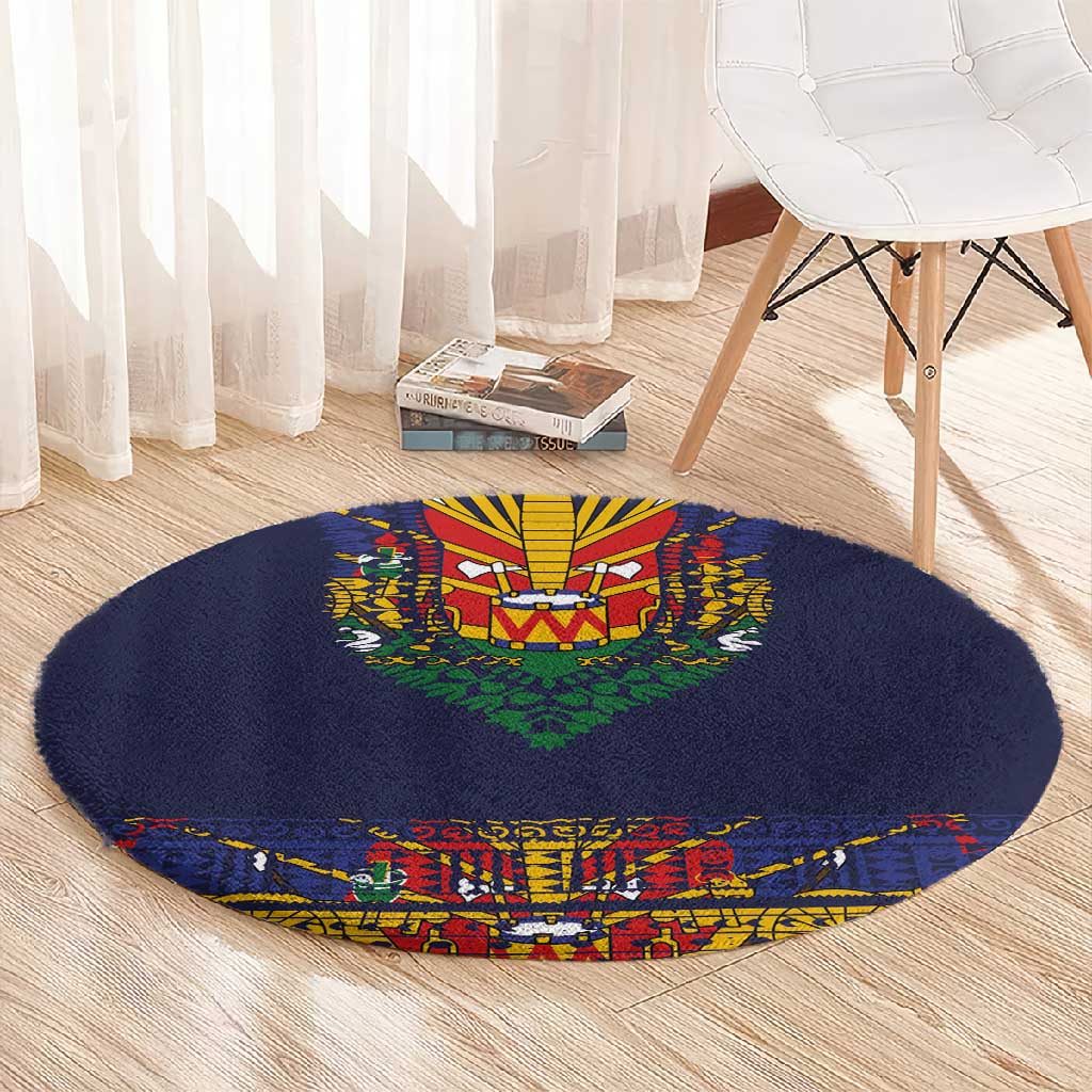 Haiti Flag Round Carpet Traditional Dashiki Black Color LT03