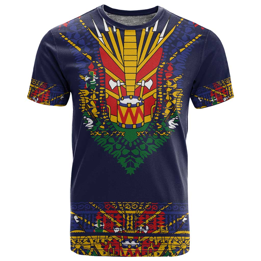 Haiti Flag T shirt Traditional Dashiki Black Color LT03