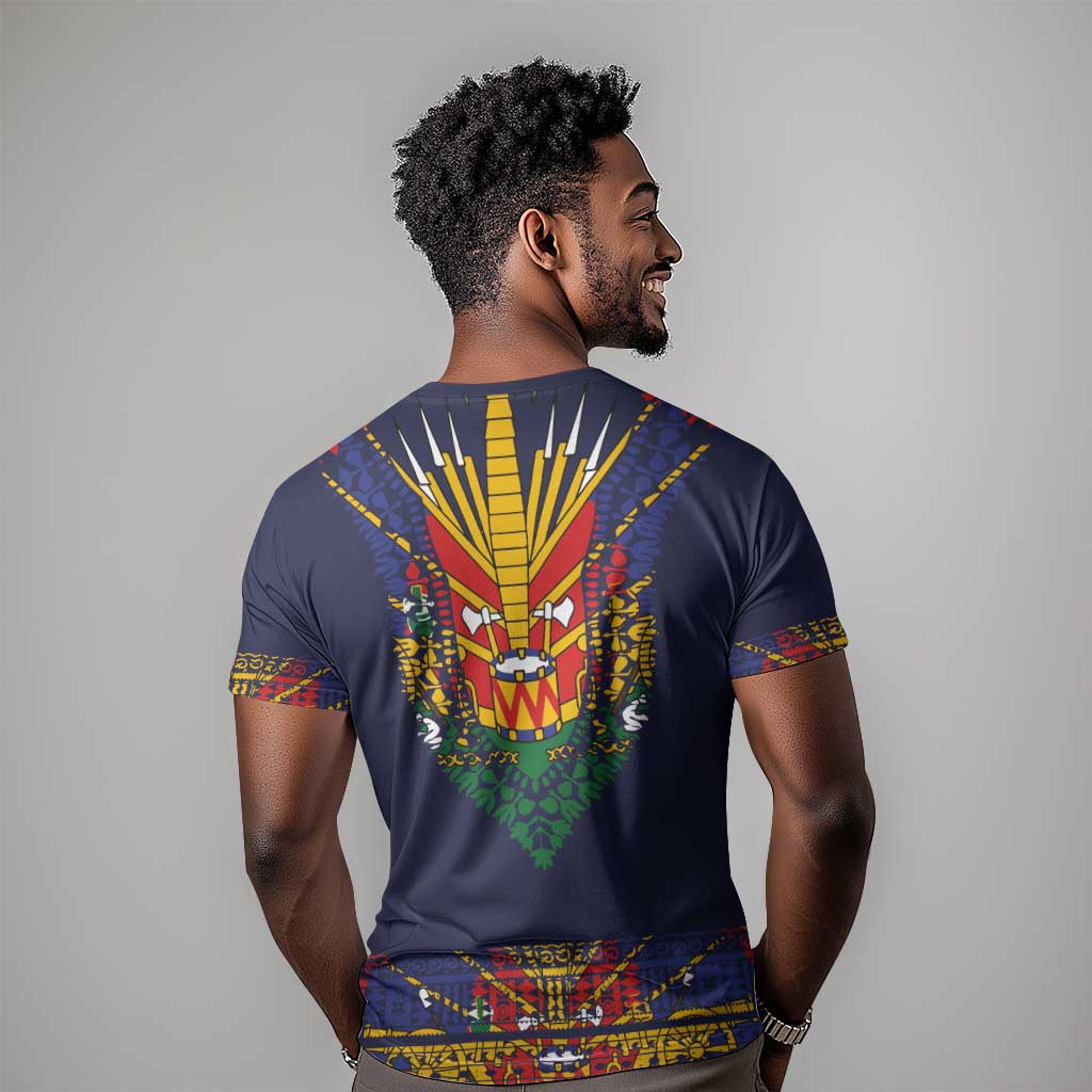 Haiti Flag T shirt Traditional Dashiki Black Color LT03