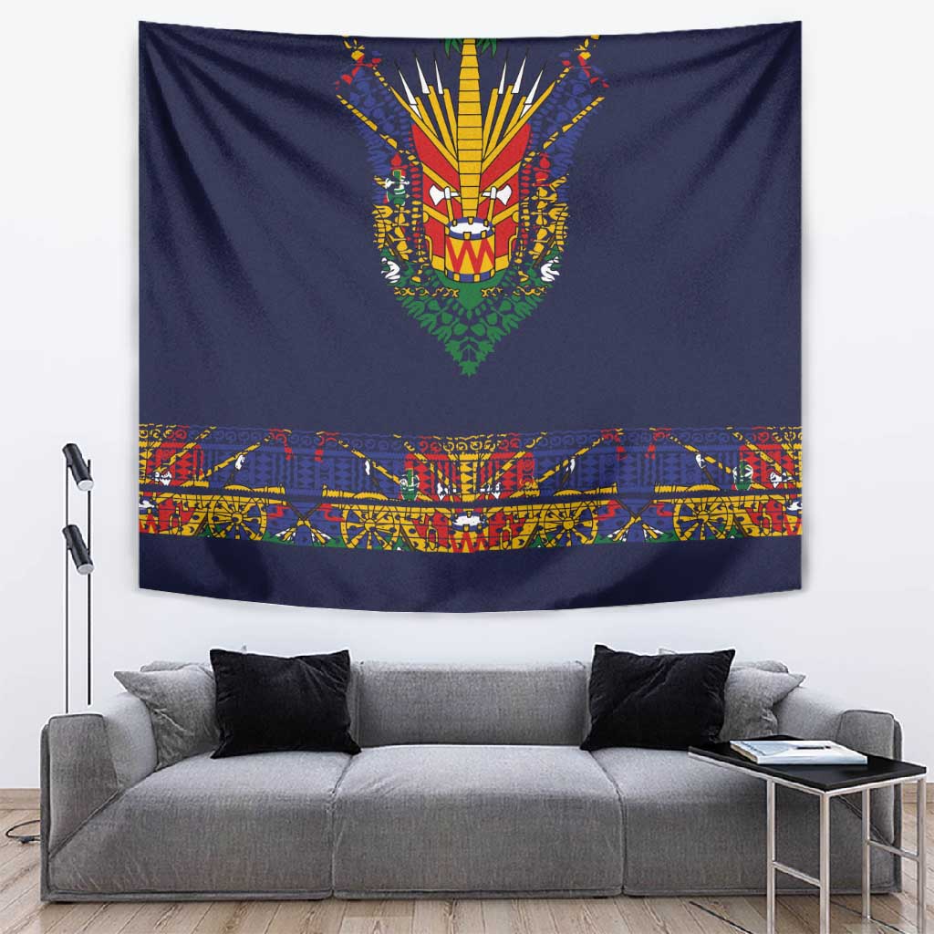 Haiti Flag Tapestry Traditional Dashiki Black Color LT03