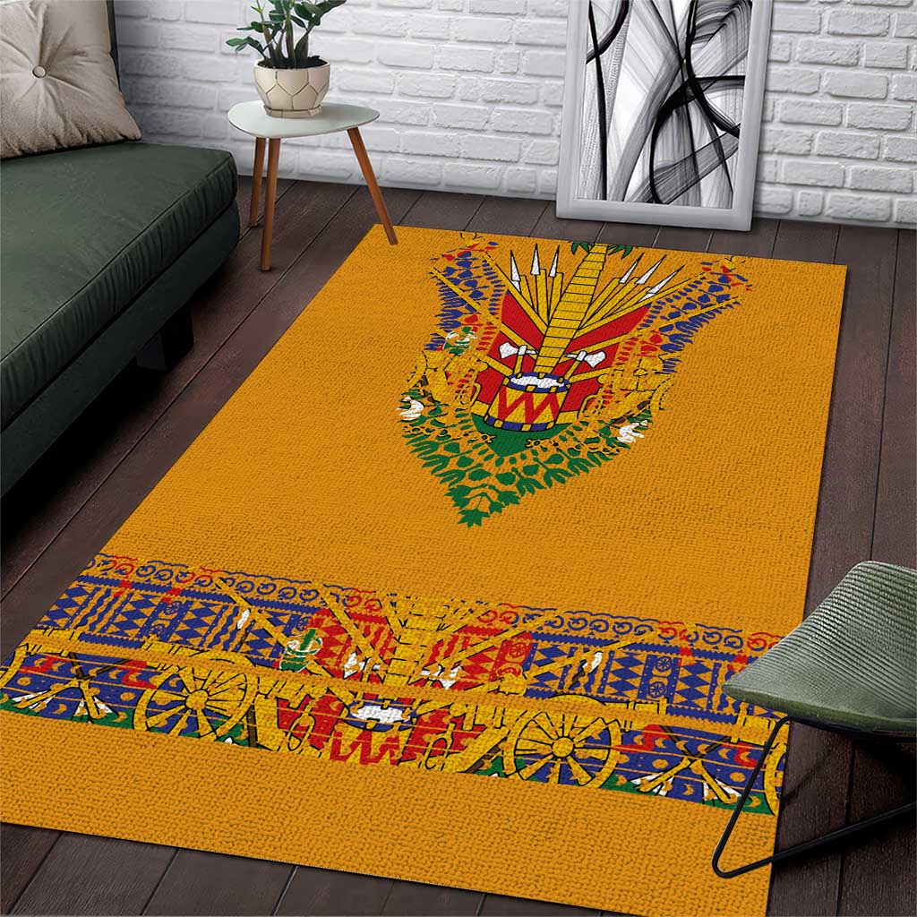 Haiti Flag Area Rug Traditional Dashiki Yellow Color LT03