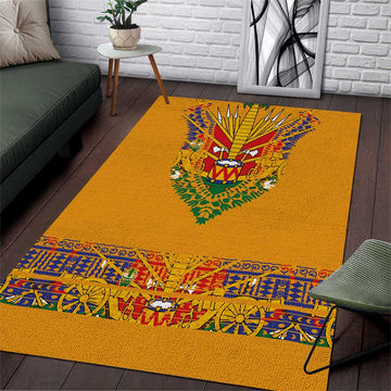 Haiti Flag Area Rug Traditional Dashiki Yellow Color LT03