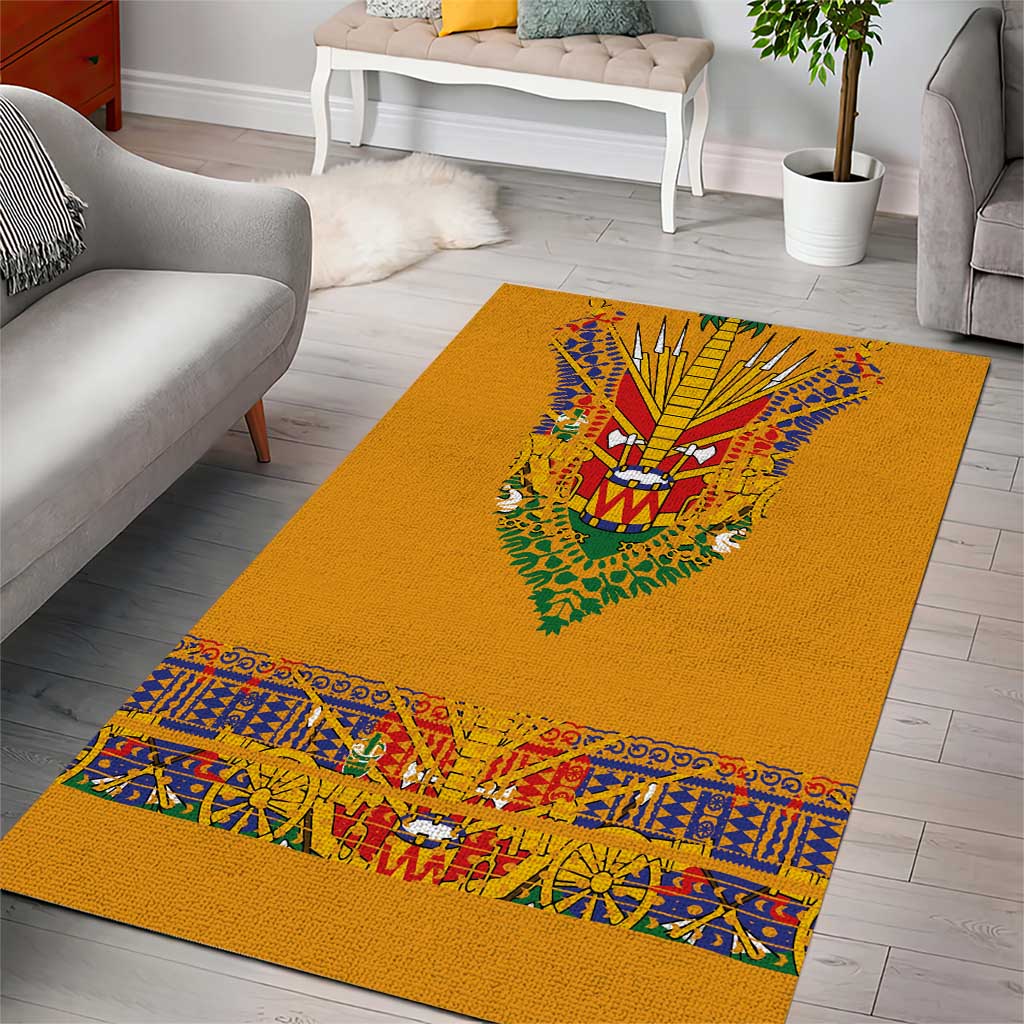 Haiti Flag Area Rug Traditional Dashiki Yellow Color LT03