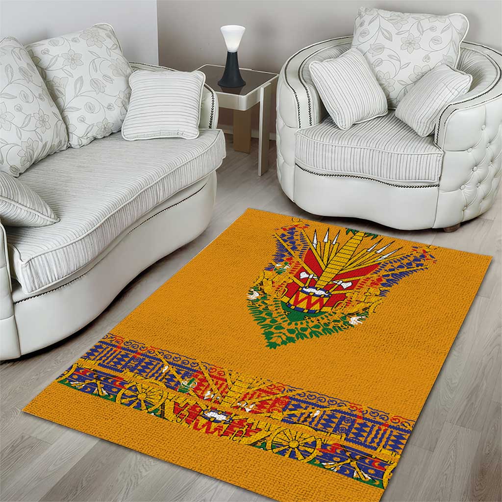 Haiti Flag Area Rug Traditional Dashiki Yellow Color LT03