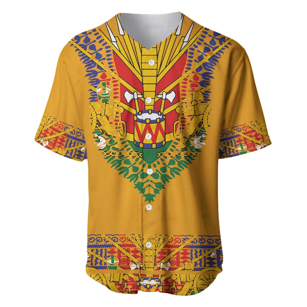 Haiti Flag Baseball Jersey Traditional Dashiki Yellow Color LT03