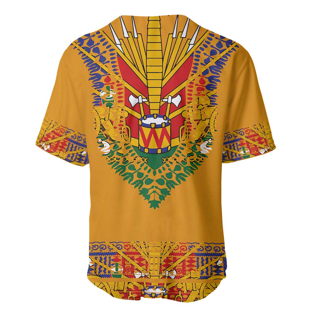 Haiti Flag Baseball Jersey Traditional Dashiki Yellow Color LT03