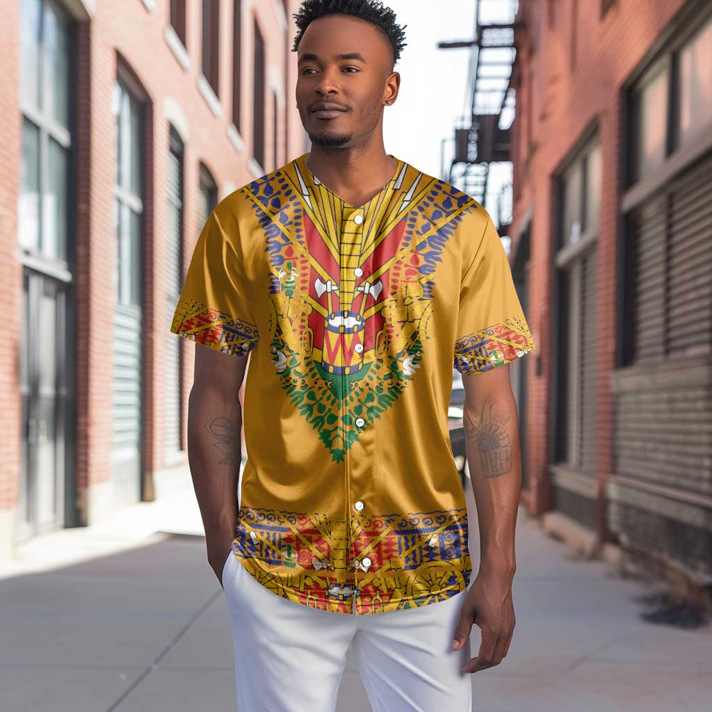 Haiti Flag Baseball Jersey Traditional Dashiki Yellow Color LT03