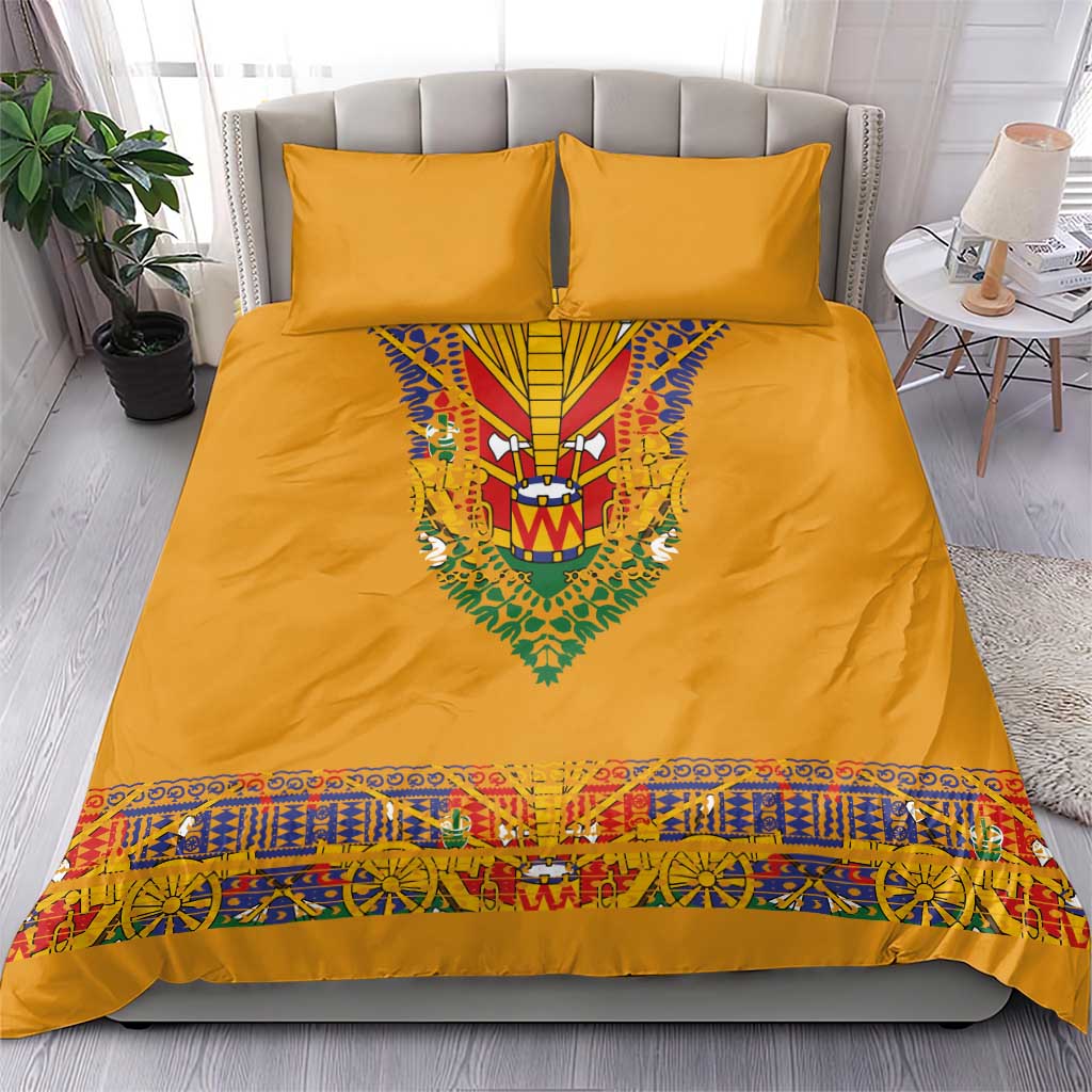 Haiti Flag Bedding Set Traditional Dashiki Yellow Color LT03