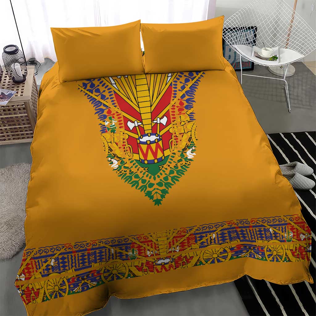 Haiti Flag Bedding Set Traditional Dashiki Yellow Color LT03