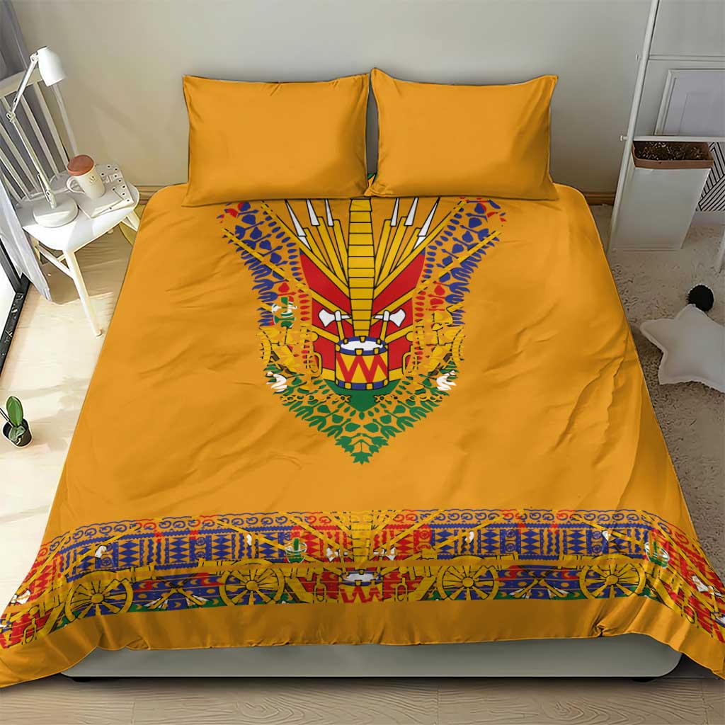 Haiti Flag Bedding Set Traditional Dashiki Yellow Color LT03