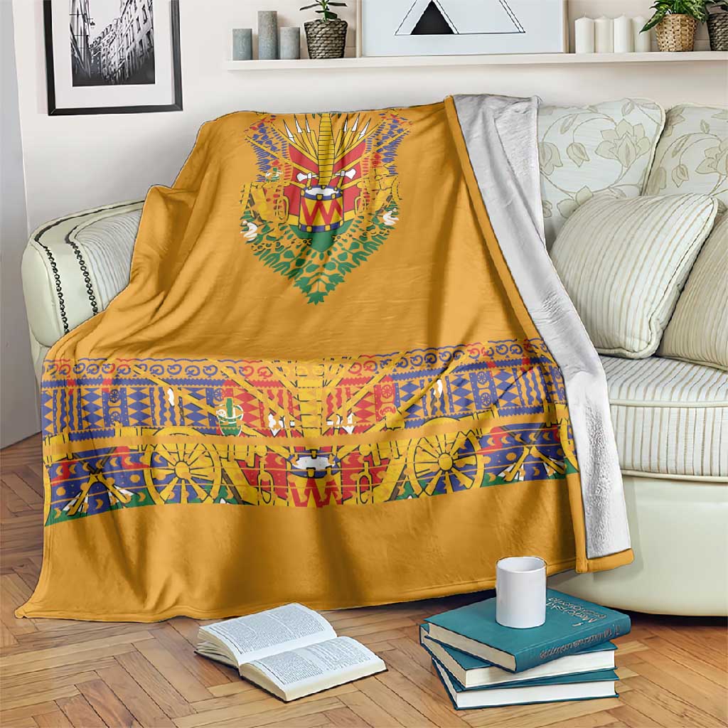 Haiti Flag Blanket Traditional Dashiki Yellow Color LT03