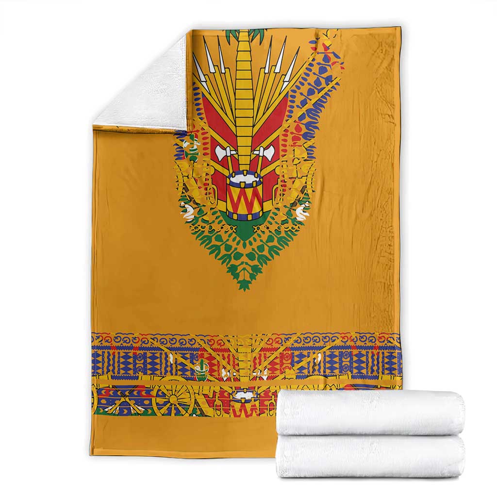 Haiti Flag Blanket Traditional Dashiki Yellow Color LT03