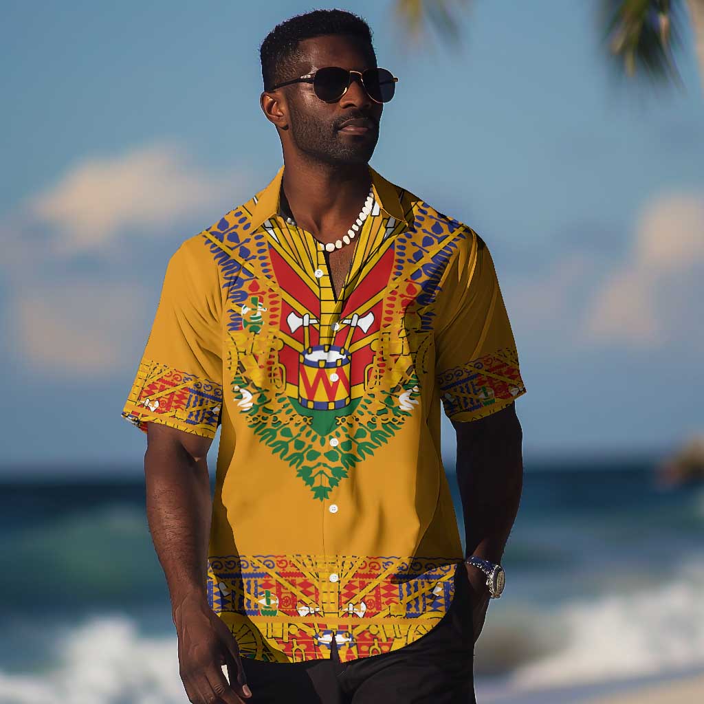 Haiti Flag Hawaiian Shirt Traditional Dashiki Yellow Color LT03