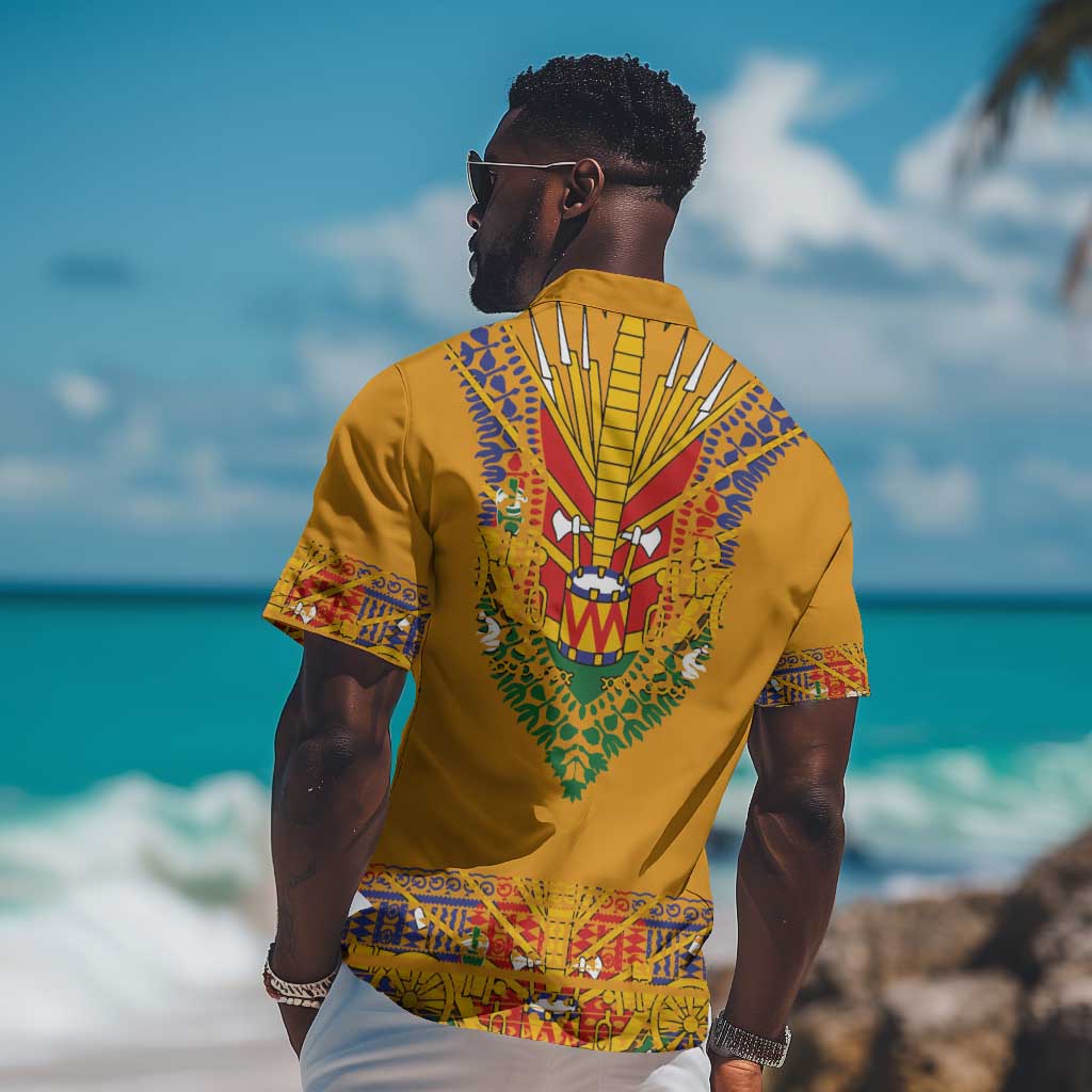 Haiti Flag Hawaiian Shirt Traditional Dashiki Yellow Color LT03