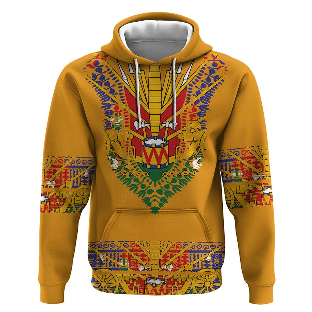 Haiti Flag Traditional Dashiki Hoodie Yellow Color LT03