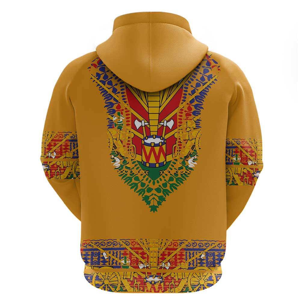 Haiti Flag Traditional Dashiki Hoodie Yellow Color LT03