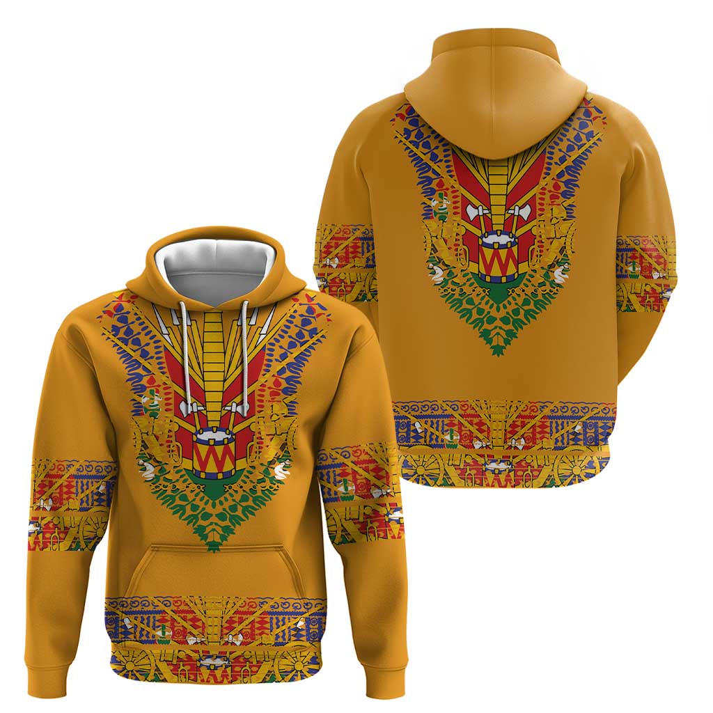 Haiti Flag Traditional Dashiki Hoodie Yellow Color LT03