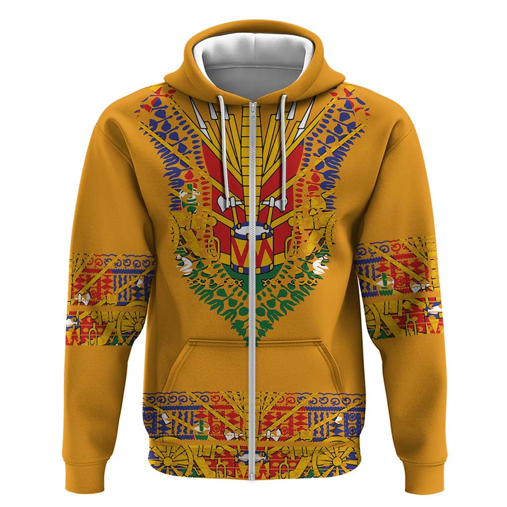 Haiti Flag Traditional Dashiki Hoodie Yellow Color LT03