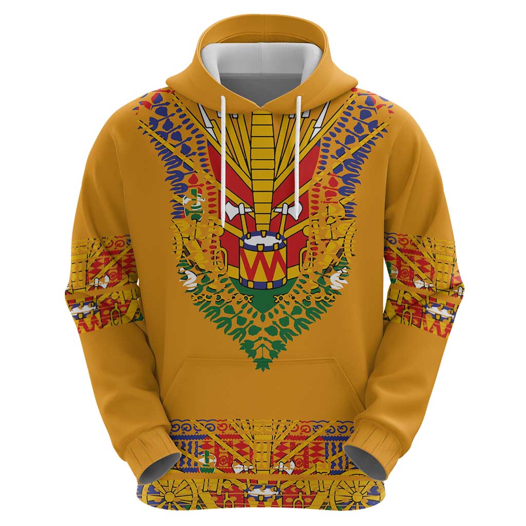 Haiti Flag Traditional Dashiki Hoodie Yellow Color LT03