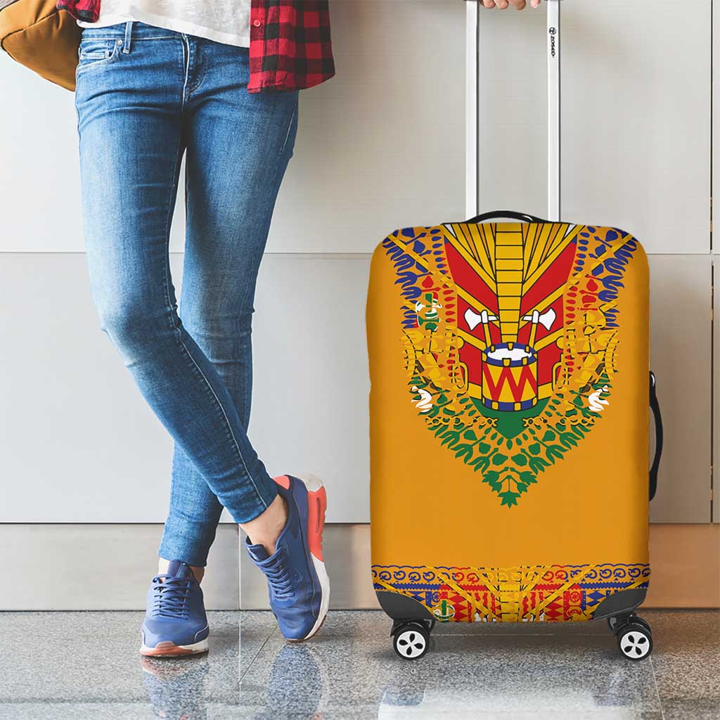 Haiti Flag Traditional Dashiki Luggage Cover Yellow Color LT03