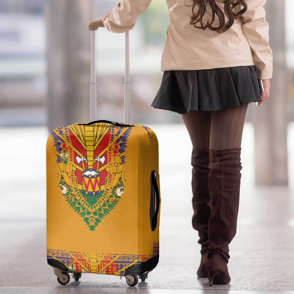 Haiti Flag Traditional Dashiki Luggage Cover Yellow Color LT03