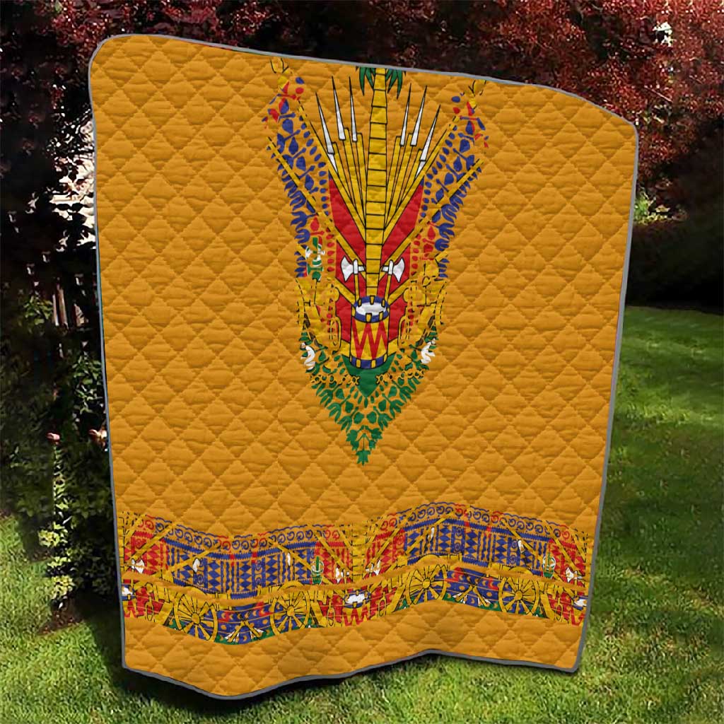Haiti Flag Quilt Traditional Dashiki Yellow Color LT03